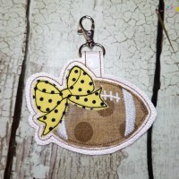 Football with Bow Key Fob ITH Embroidery  Applique Design